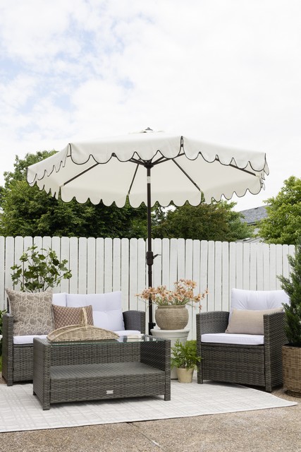 Venice Single Scallop 9Ft Crank Outdoor Push Button Tilt Umbrella- PAT8010B-Outdoor